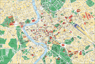 Mapa turistico de museus, pontos turísticos, lugares turísticos, monumentos e atrações de Roma