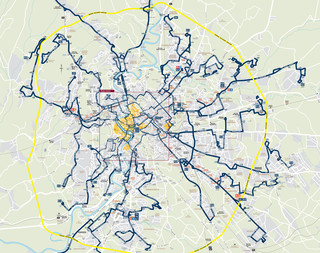 Mapa da rede de onibus noturno de Roma