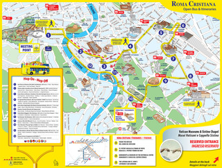 Mapa de onibus turistico e hop on hop off bus tour de Roma Cristiana